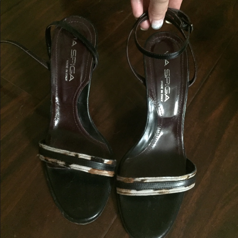 Sexy wrapped around ankle straps. Worn twice